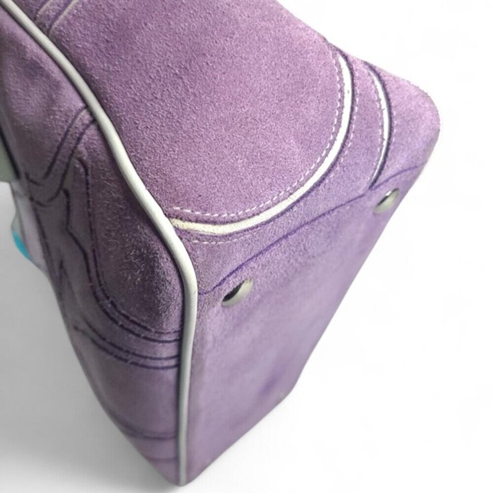Vintage COACH Optic Signature Tote Handbag in purple Suede Y2K - Picture 11 of 11